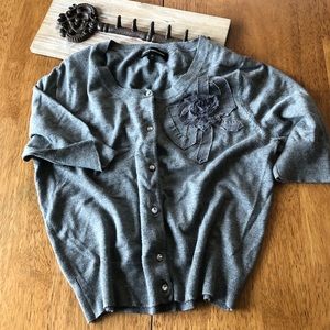 Express shortsleeved button up sweater